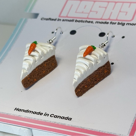 Carrot Cake Slices (Textured) - Handmade Earrings - Picture 7 of 7
